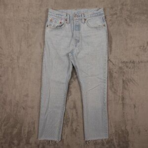 Levi's jeans 501 Original Fit women's 28 button fly stone‎ wash blue denim